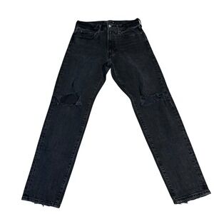 Abercrombie Fitch Womens Black Distressed Knee Jeans 31x30 Straight Leg
